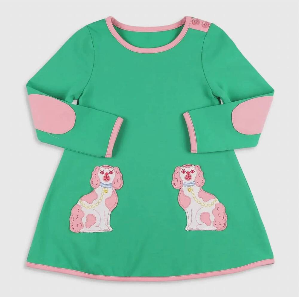 NEW SHRIMP AND GRITS KIDS girl's quinn dress in mallard stripe